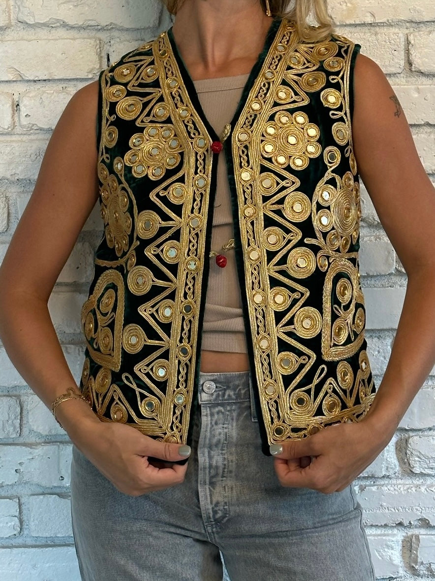 Velvet & Heavy Gold Mirror Vest