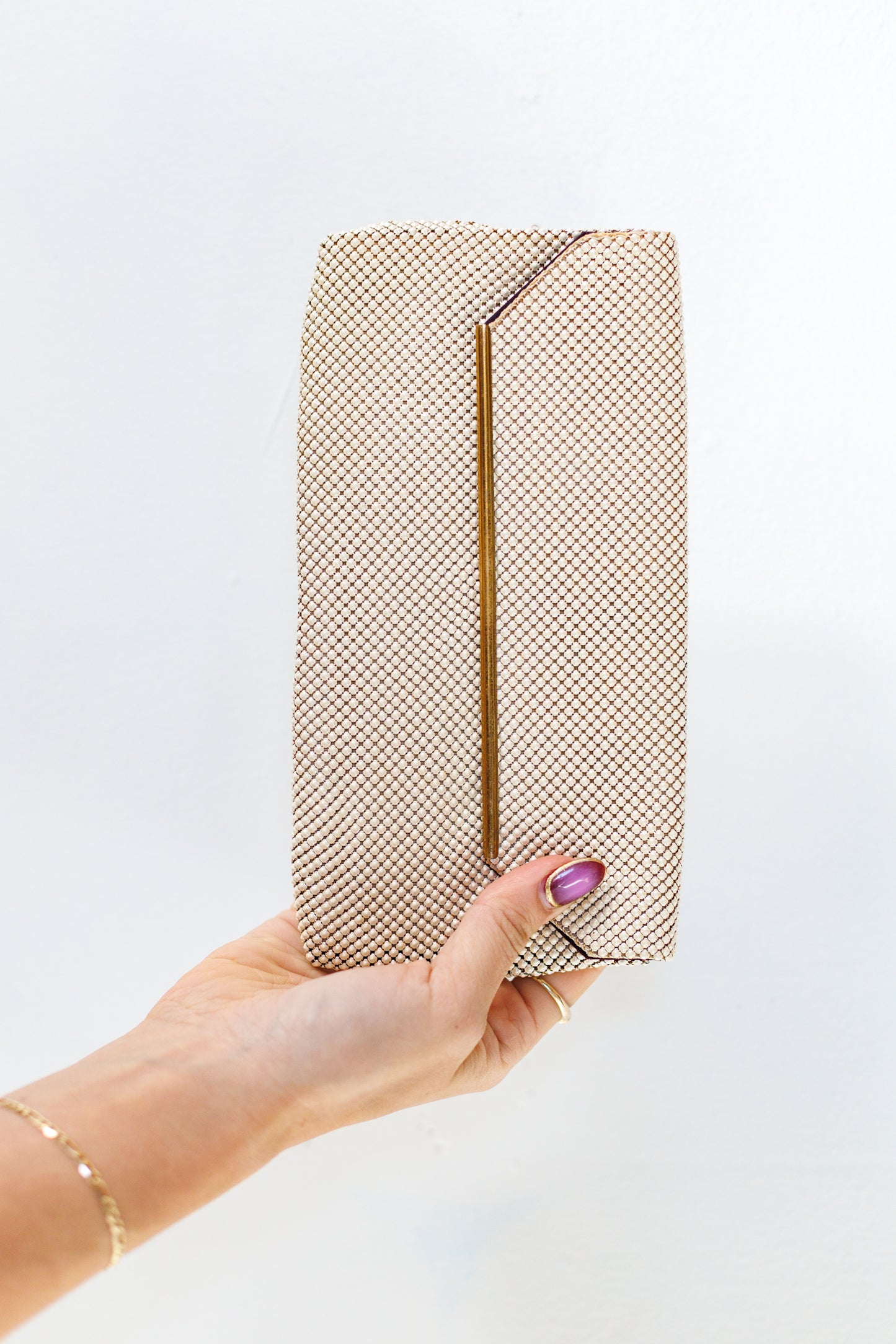 Whiting & Davis White Mesh Clutch