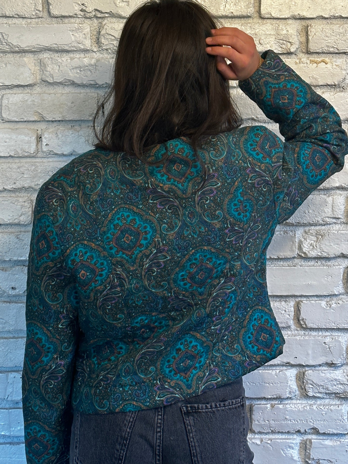Paisley Cropped Quilted Jacket