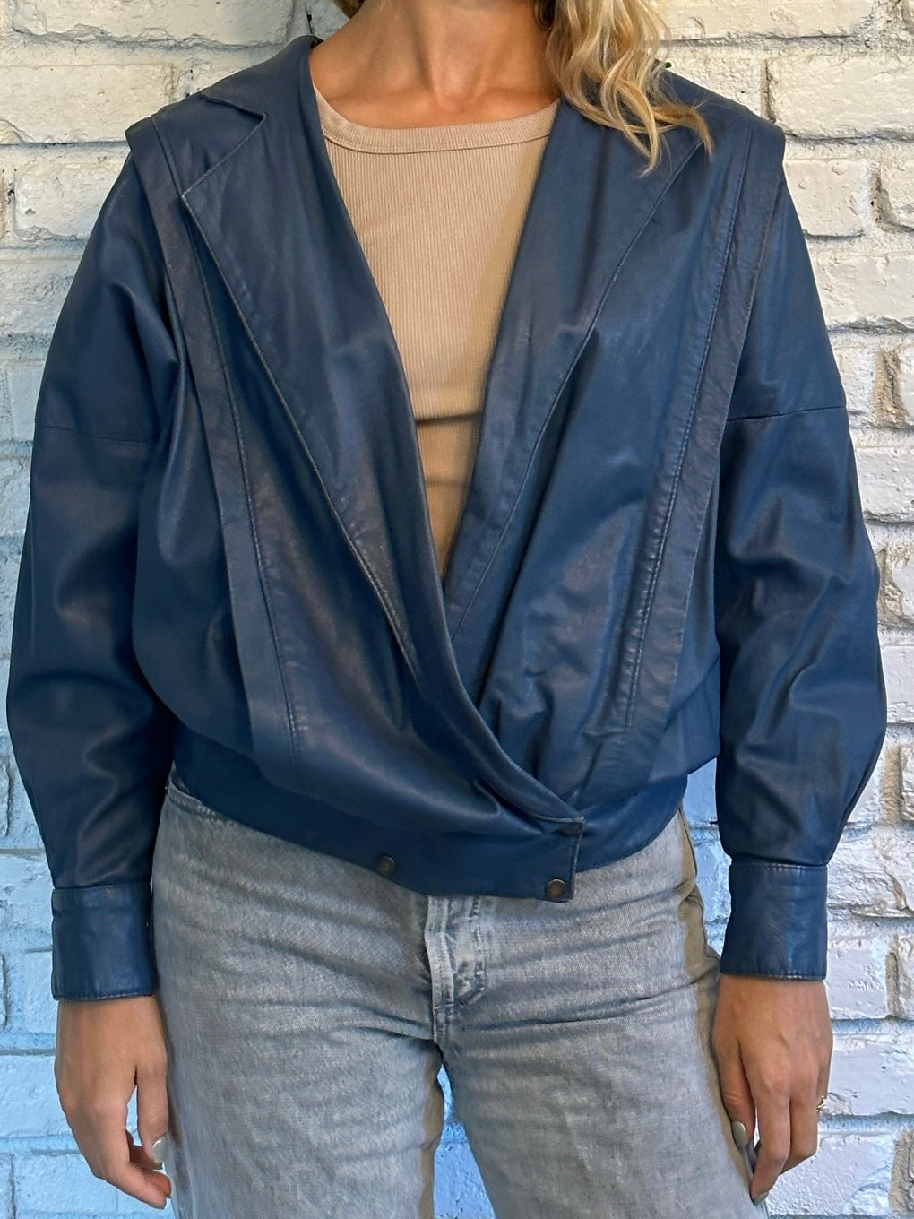 Vintage Blue Leather Jacket