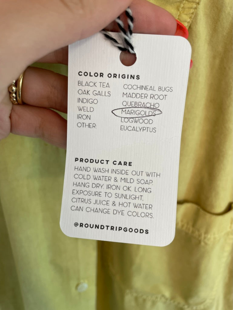 Yellow Hand Dyed Button Up