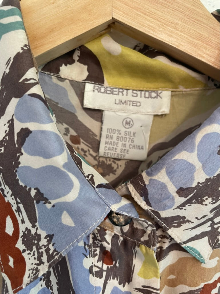 Silk Printed Short Sleeve Button Down
