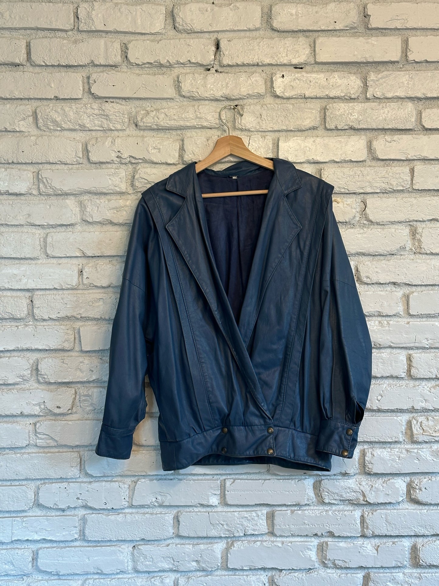 Vintage Blue Leather Jacket