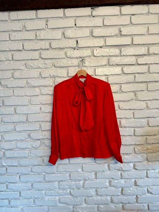 The Diane Vintage Red Silk Blouse