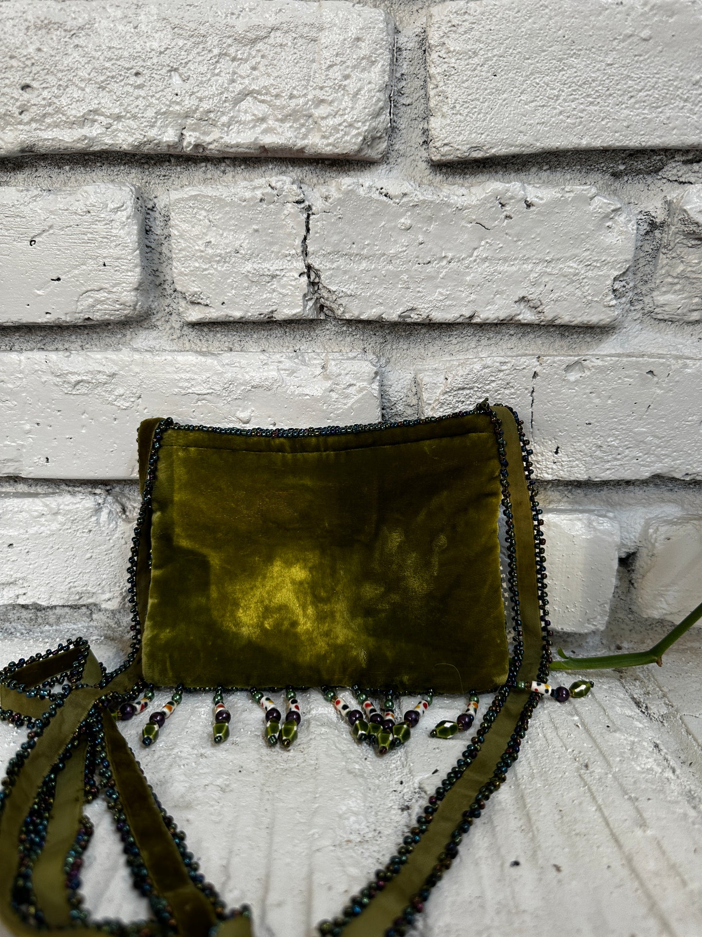 Green Velvet Purse w/ Beading