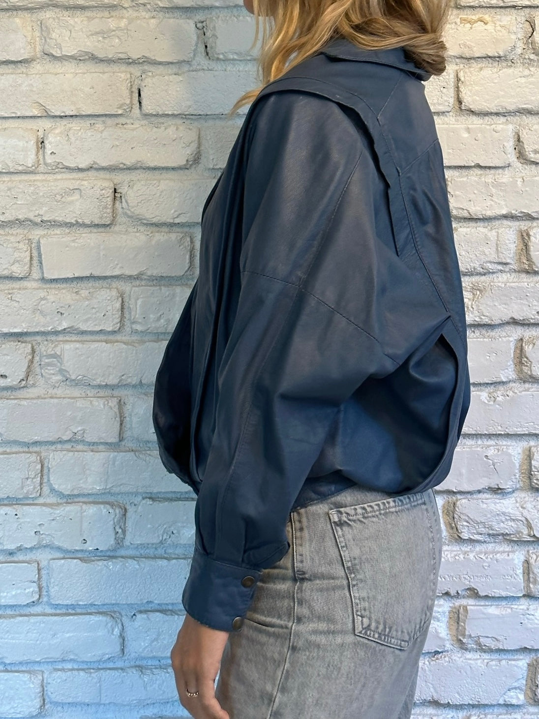 Vintage Blue Leather Jacket