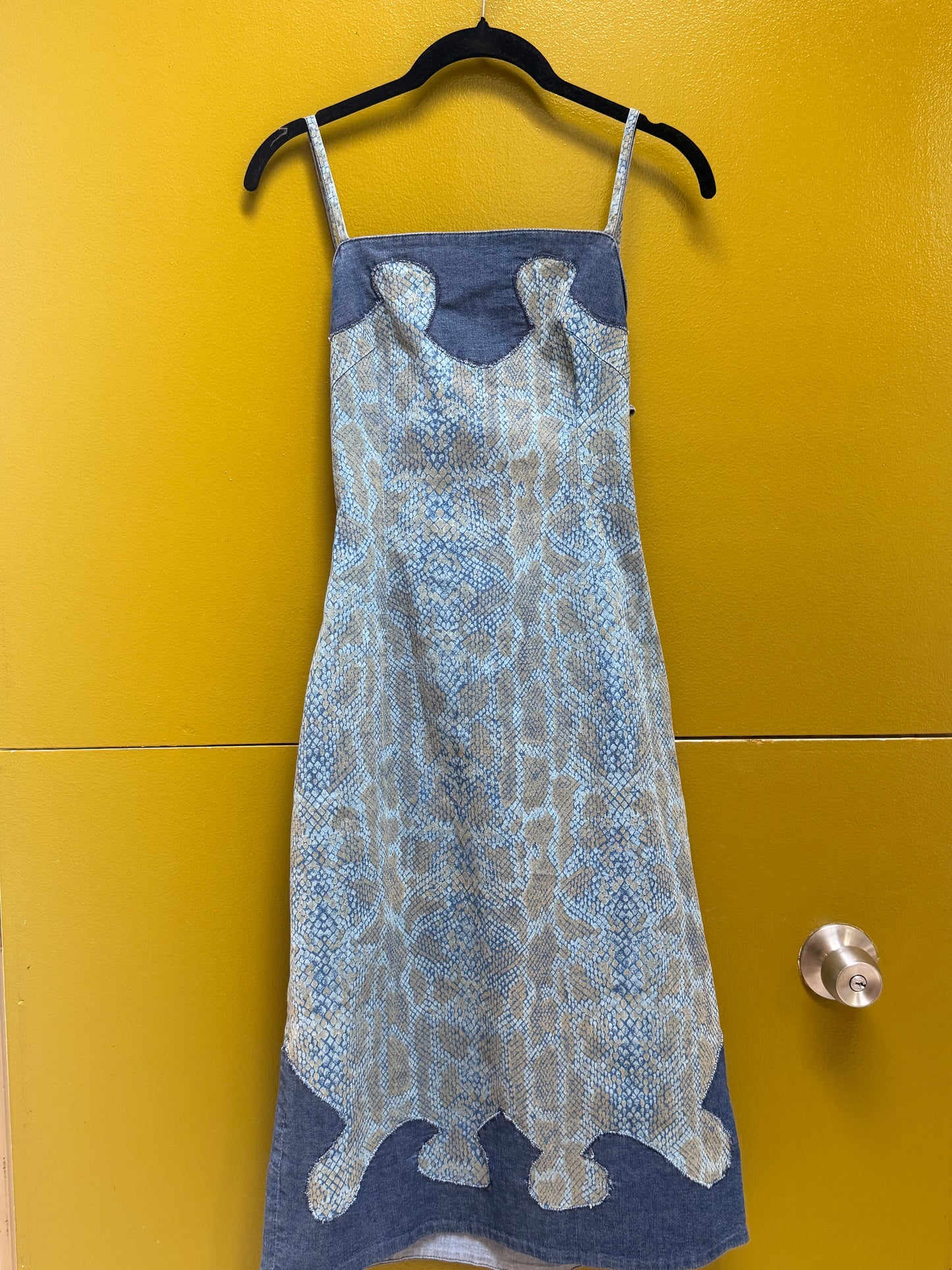 Cimmaron Y2K Denim Snakeskin Dress