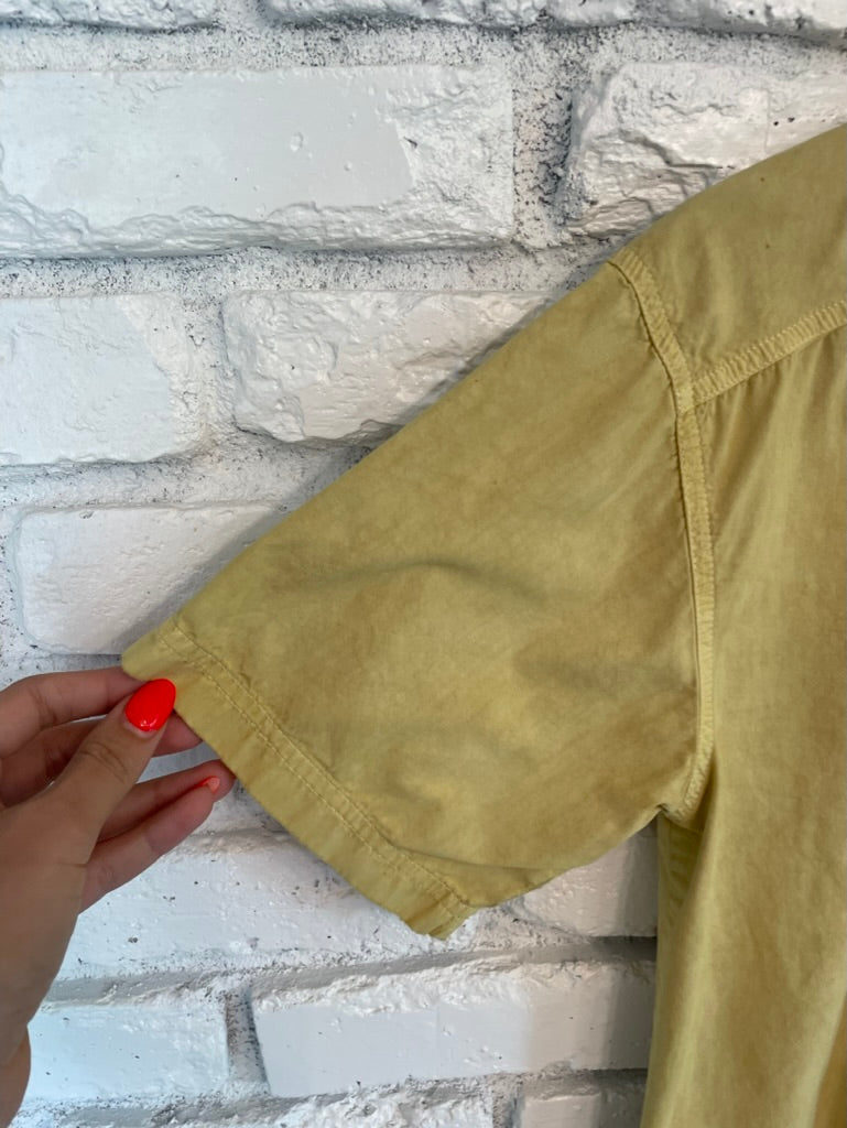 Yellow Hand Dyed Button Up