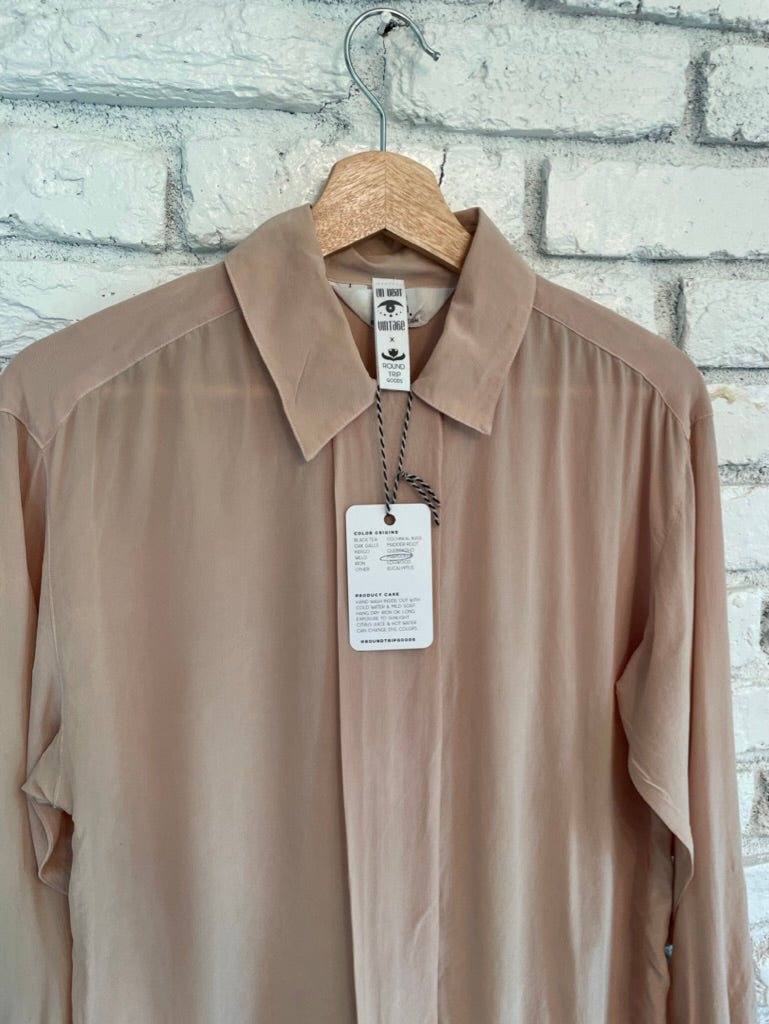 Pink Silk Hand Dyed Button Up