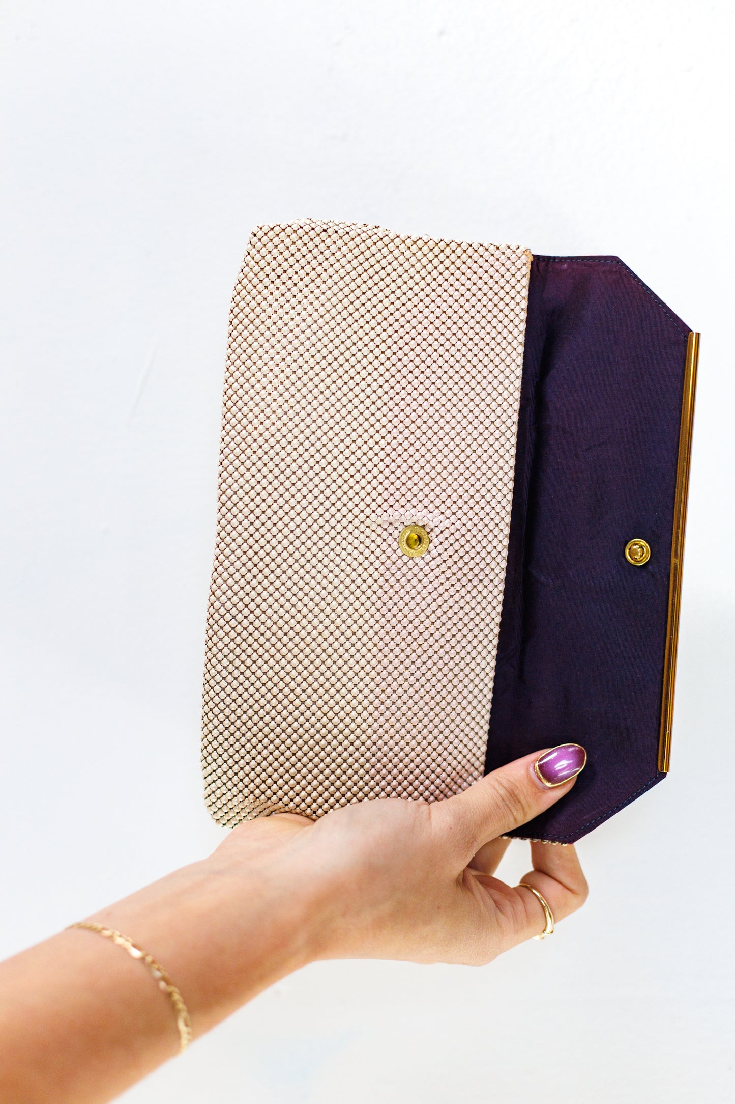 Whiting & Davis White Mesh Clutch