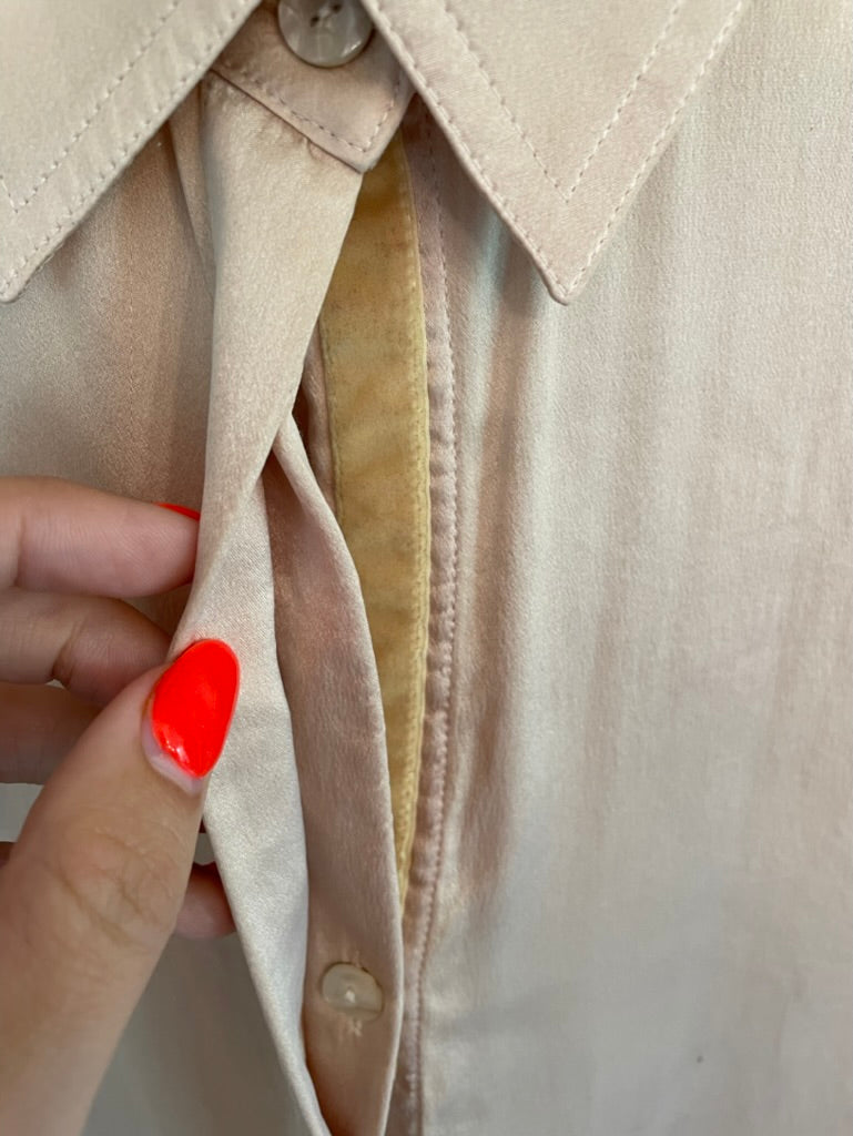 Pink Hand Dyed Silk Button Up