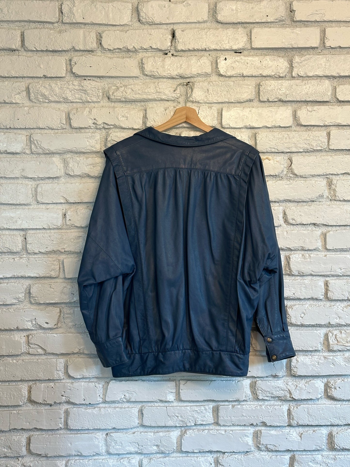 Vintage Blue Leather Jacket