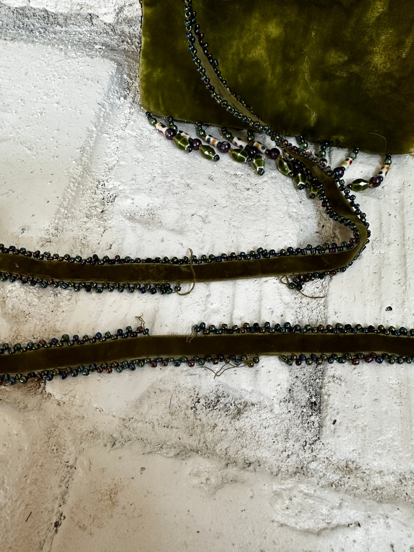 Green Velvet Purse w/ Beading