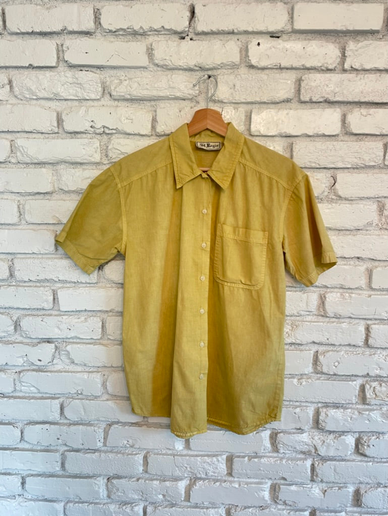Yellow Hand Dyed Button Up