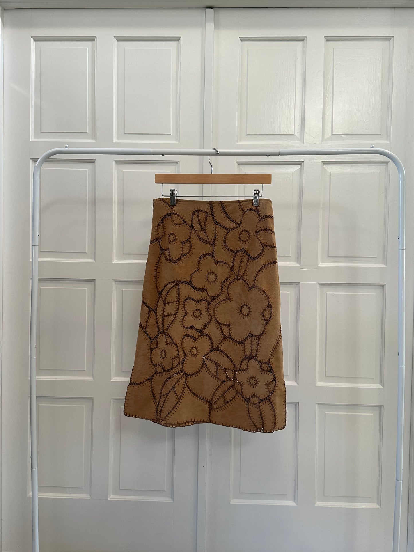 100% Suede Floral Patchwork Skirt