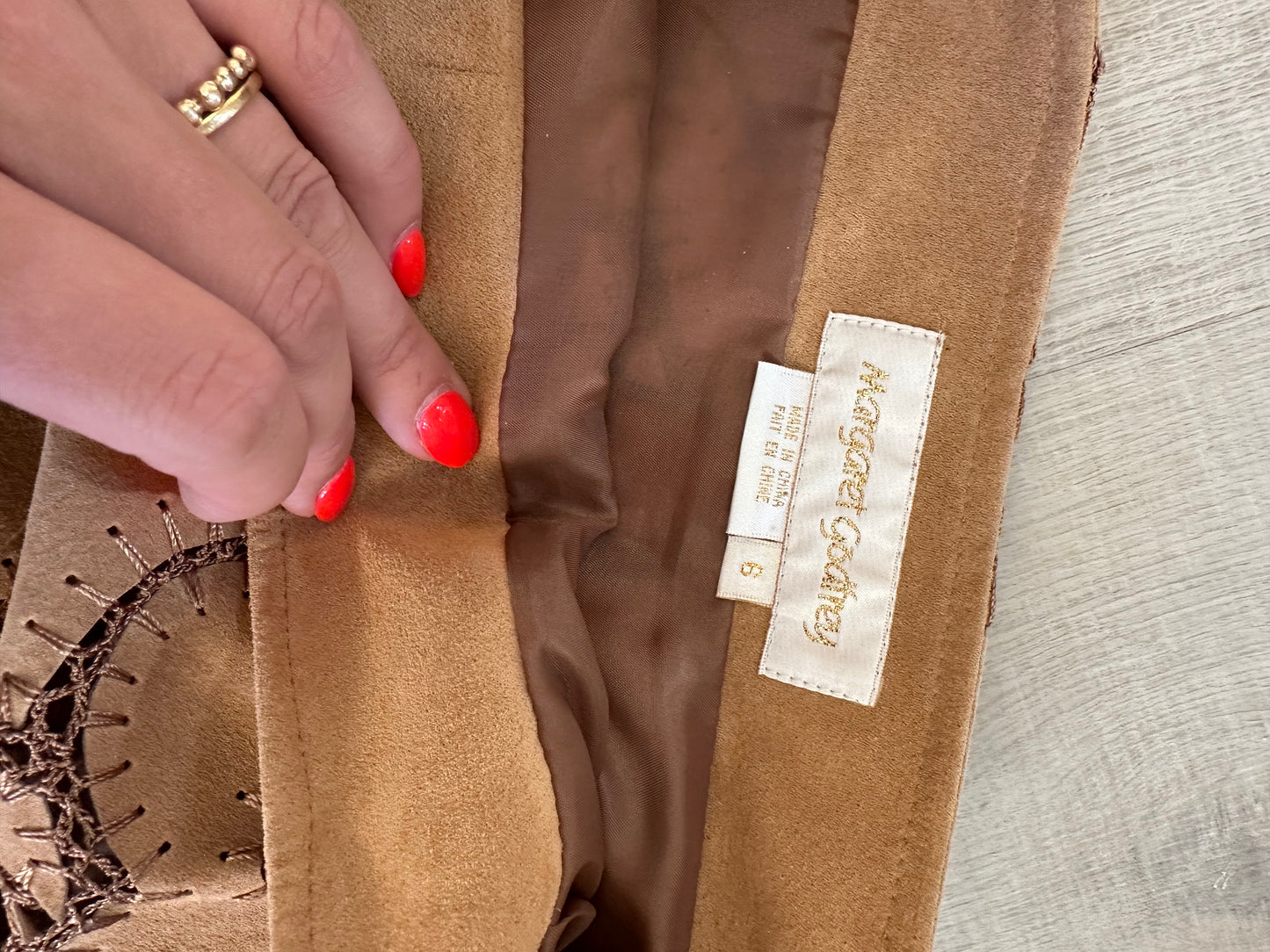 100% Suede Floral Patchwork Skirt