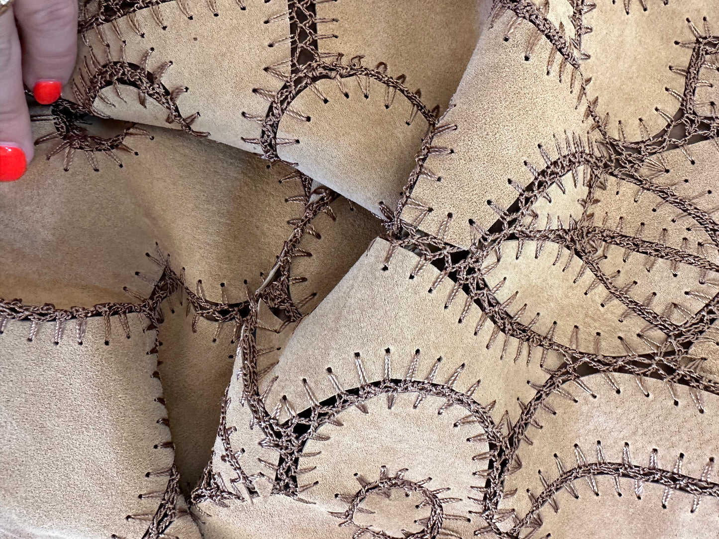 100% Suede Floral Patchwork Skirt