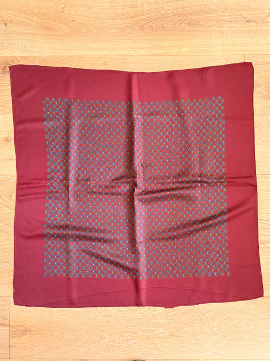 1980's Maroon Paisley Silk Scarf