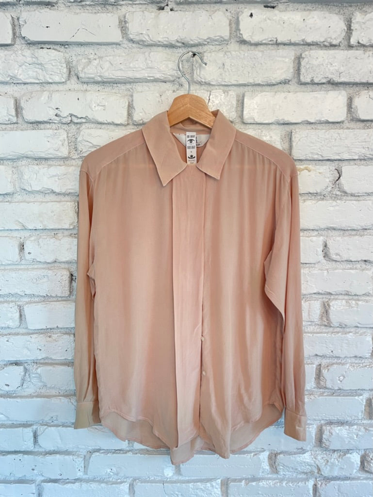 Pink Silk Hand Dyed Button Up