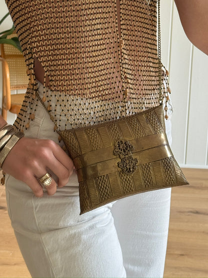 1930's Brass Pillow Purse Evening Bag