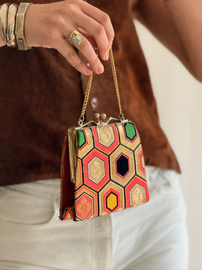 Vintage 1950s Japanese Hexagon Chain Handbag