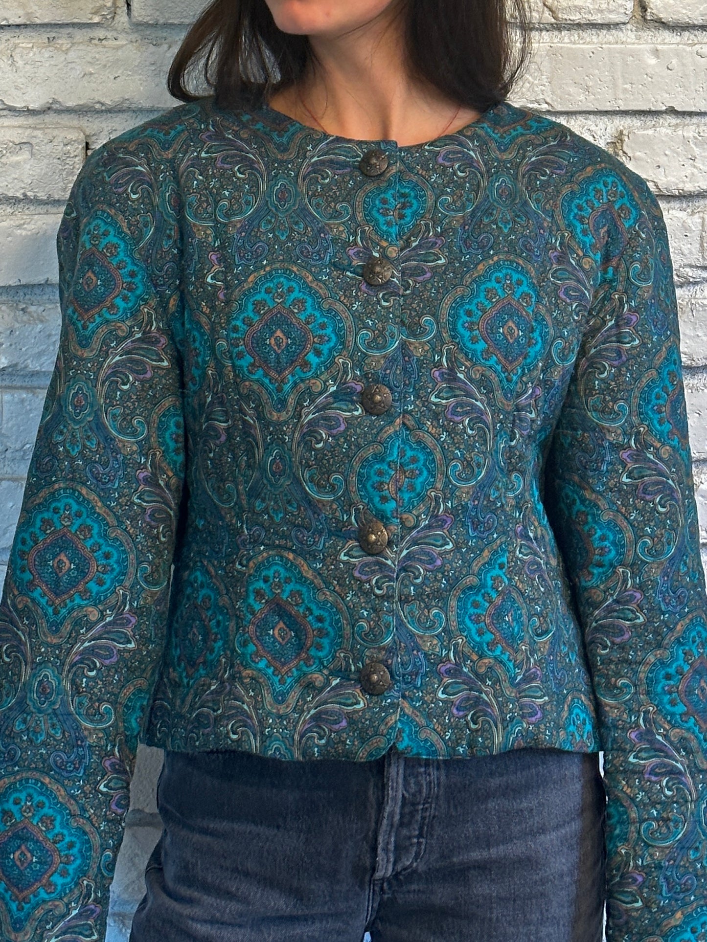 Paisley Cropped Quilted Jacket