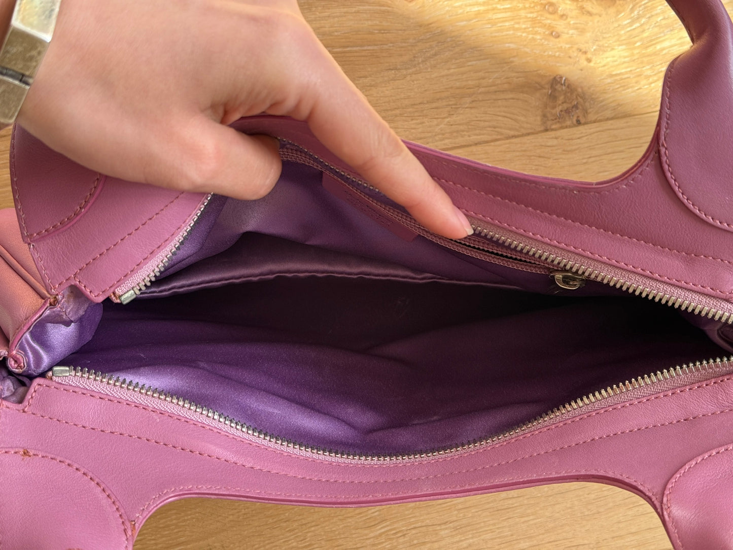 Salvatore Ferragamo Pink Scalloped Pocket Shoulder Bag