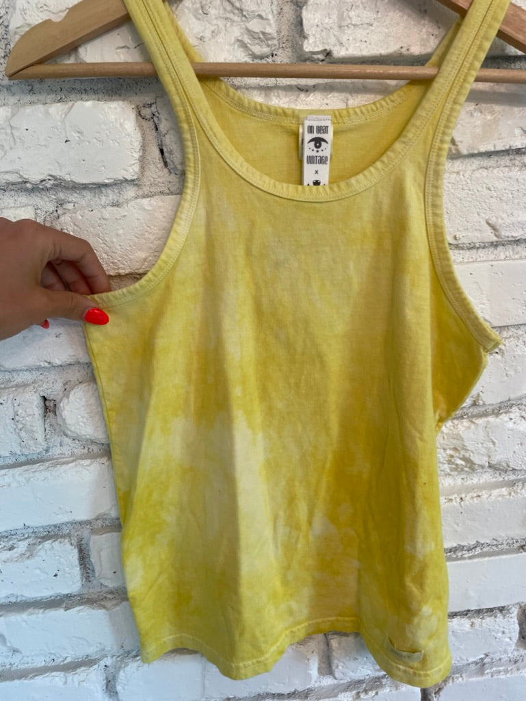 Yellow Hand Dyed DKNY Tank