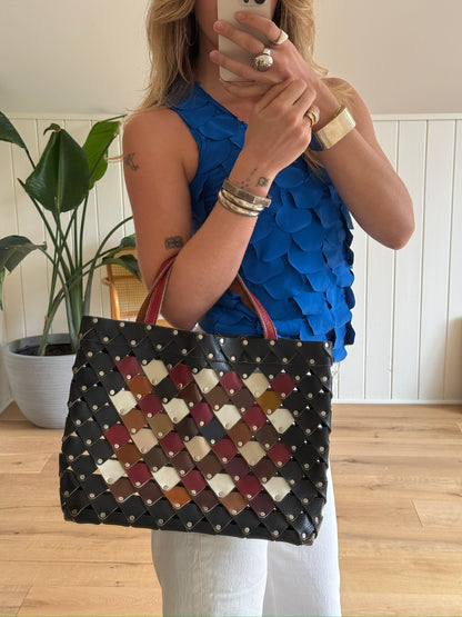 Vintage Woven Austrian Leather Tote Bag