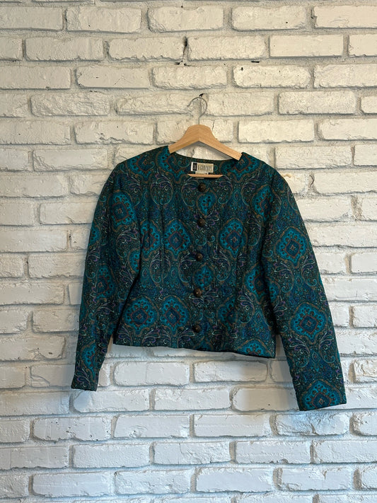 Paisley Cropped Quilted Jacket