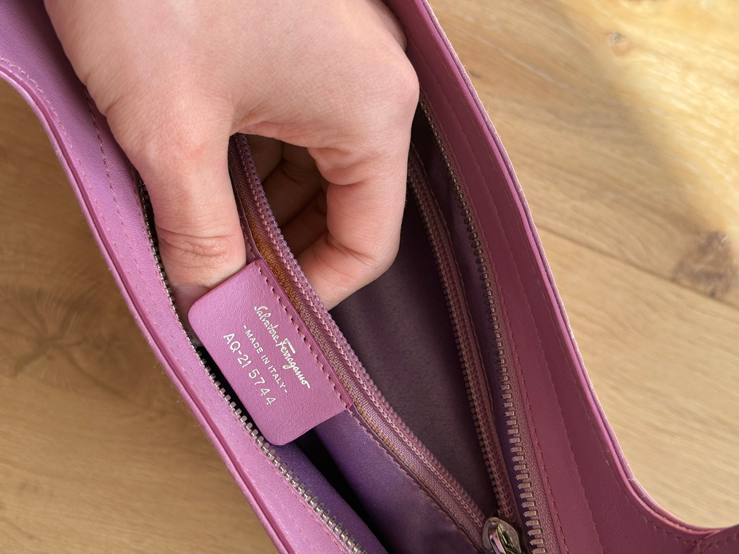 Salvatore Ferragamo Pink Scalloped Pocket Shoulder Bag