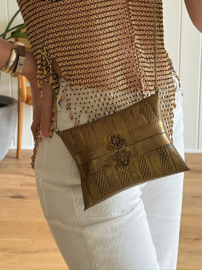 1930's Brass Pillow Purse Evening Bag