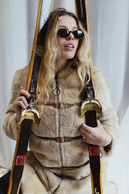 1970s Faux-Shearling Belted Ski Coat
