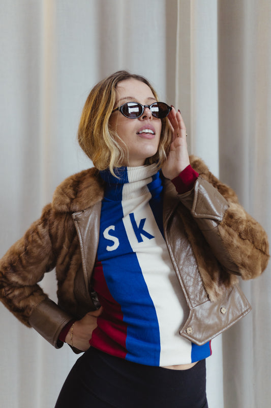 1960s Leather & Rabbit Cropped Jacket