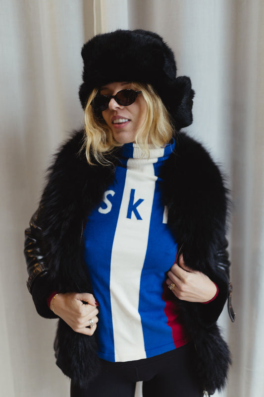 60's Rabbit Black Fur Trapper Hat