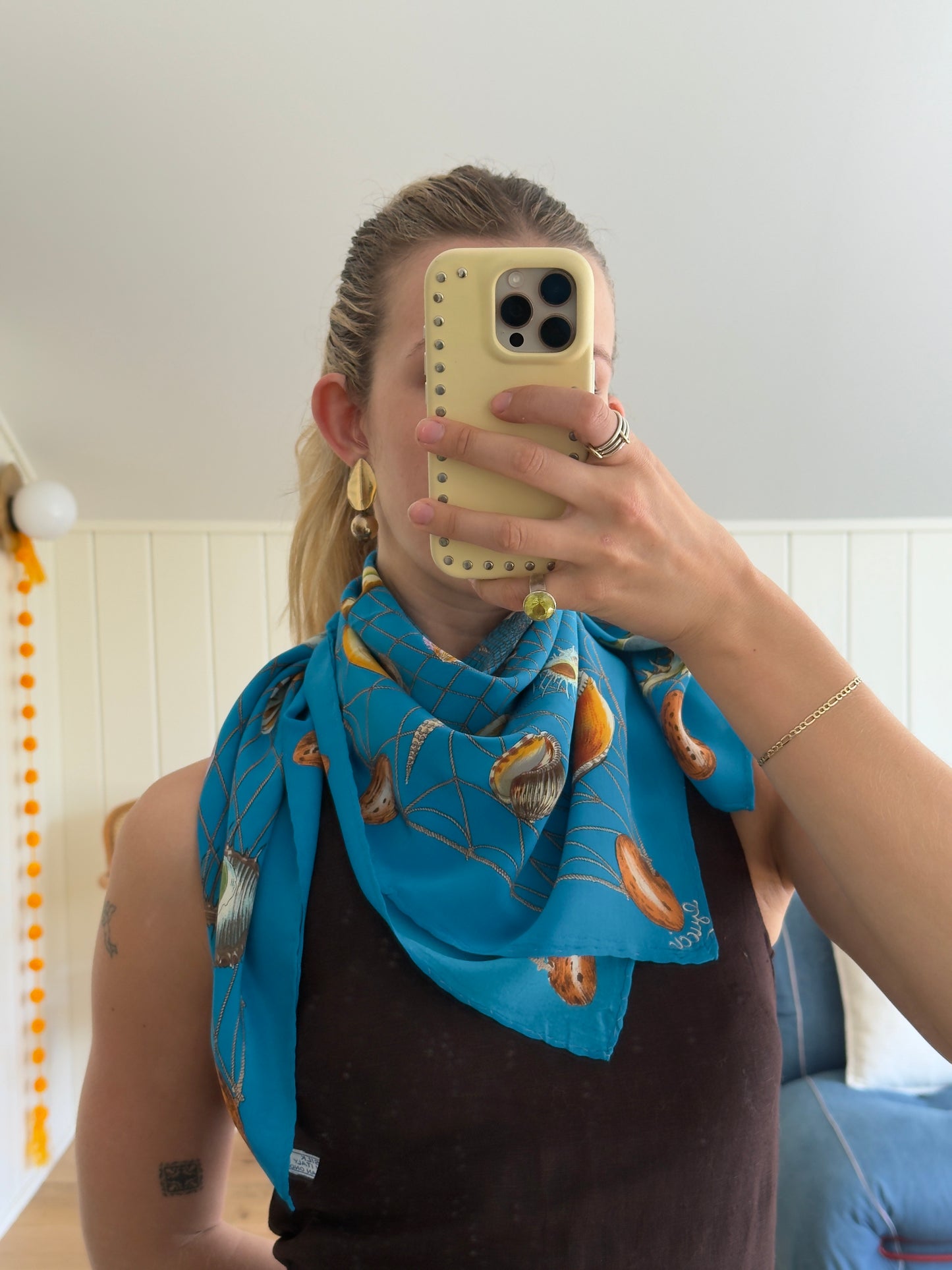 1970's Gucci Portal Net & Shell Scarf