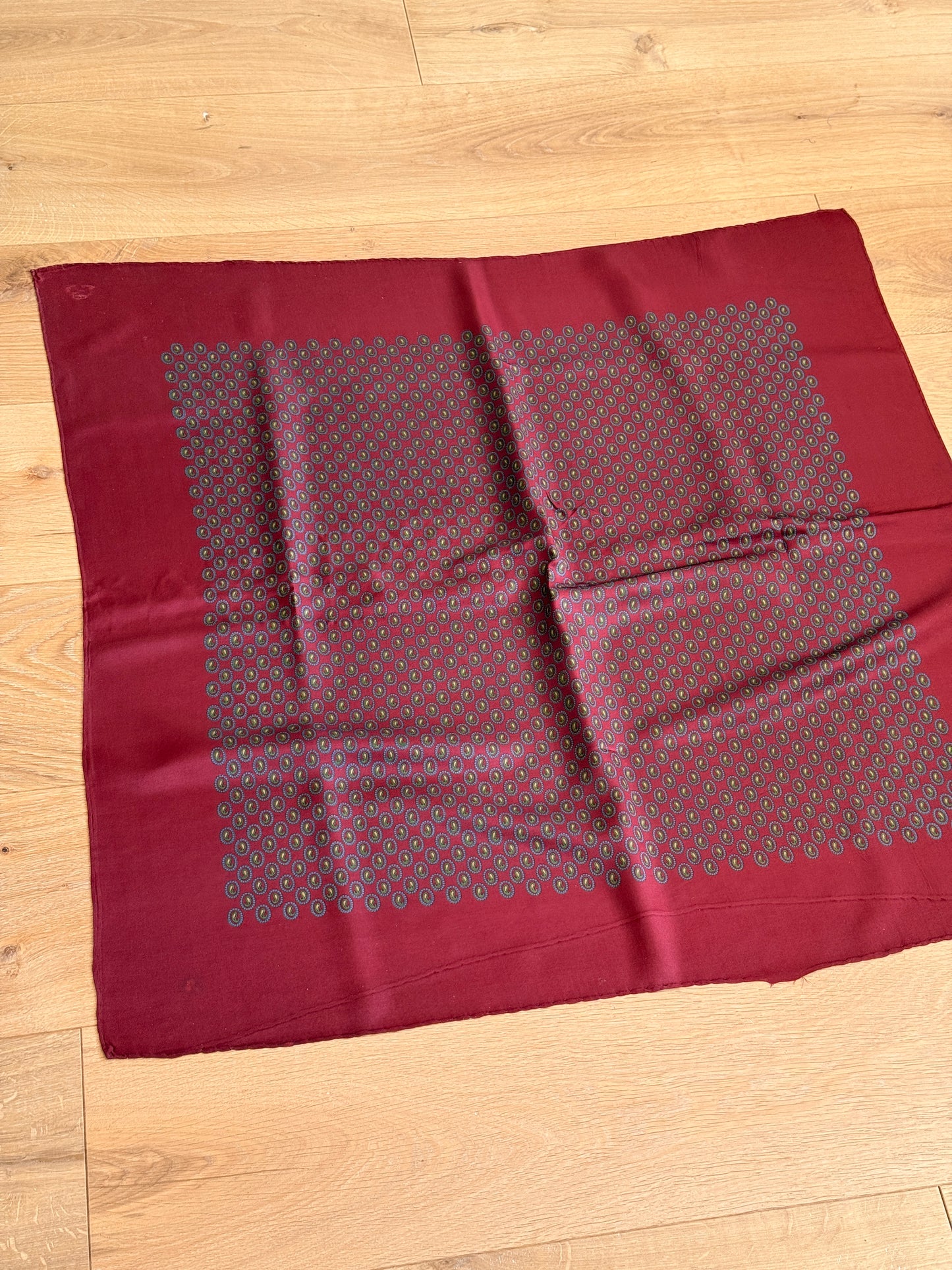 1980's Maroon Paisley Silk Scarf