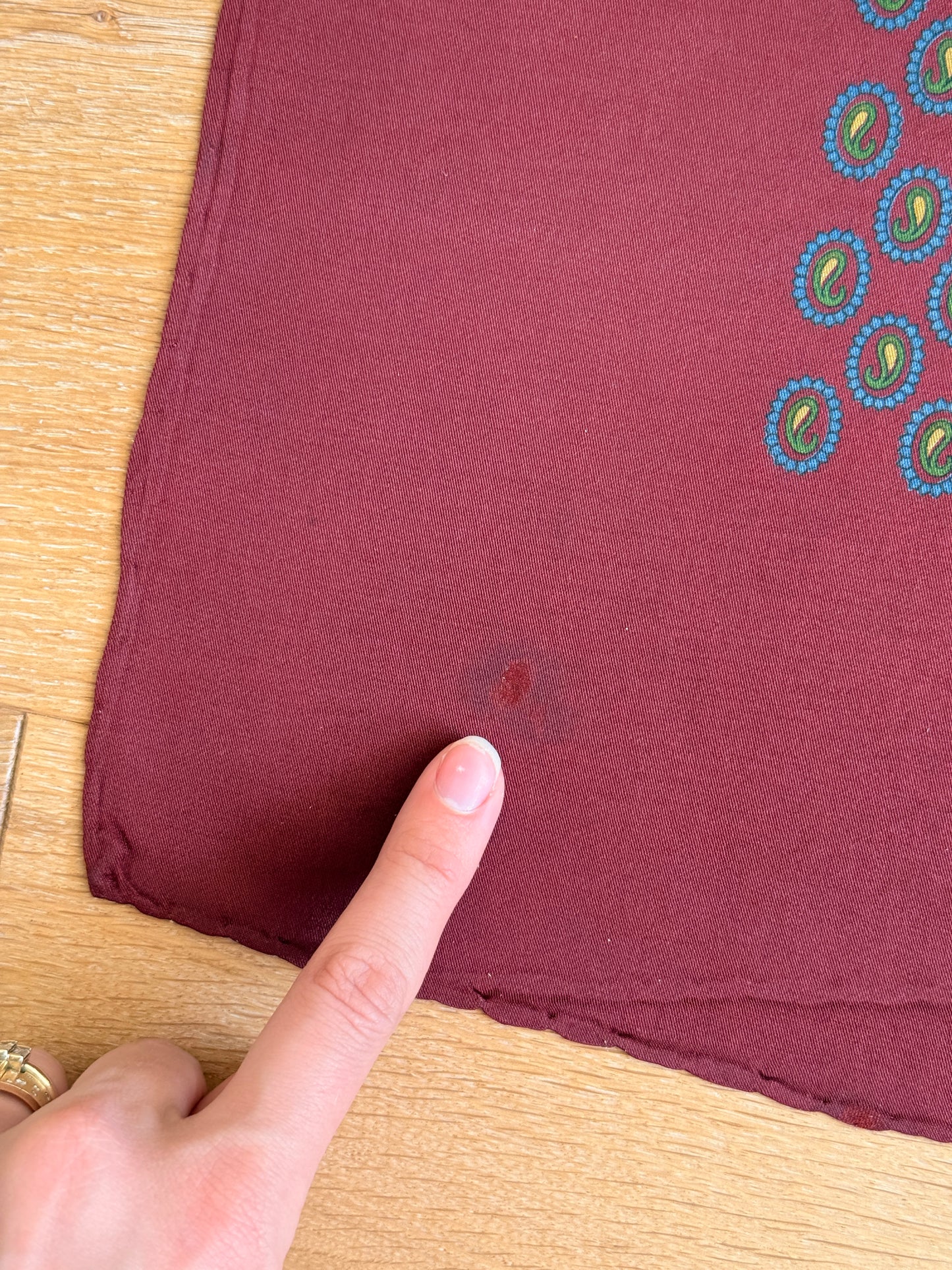 1980's Maroon Paisley Silk Scarf