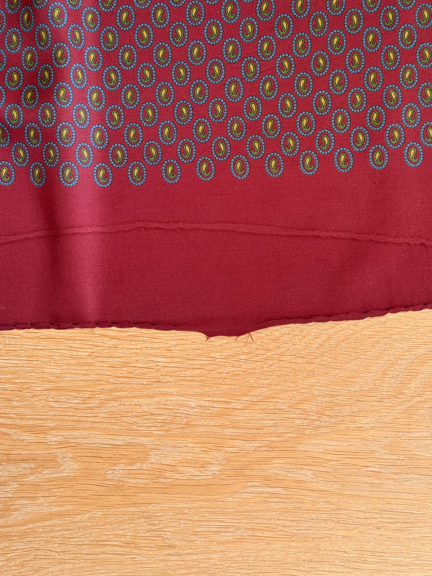1980's Maroon Paisley Silk Scarf