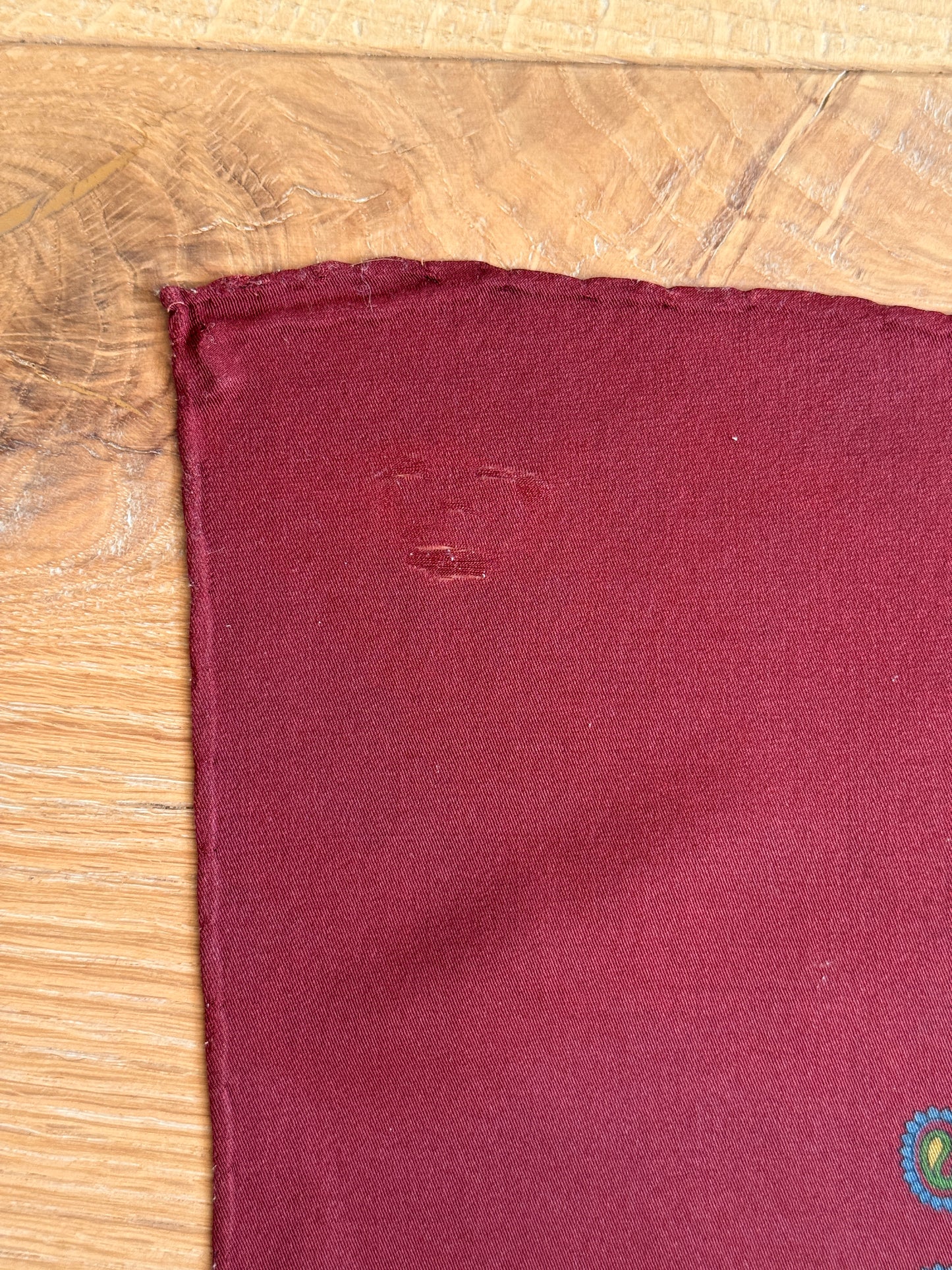 1980's Maroon Paisley Silk Scarf