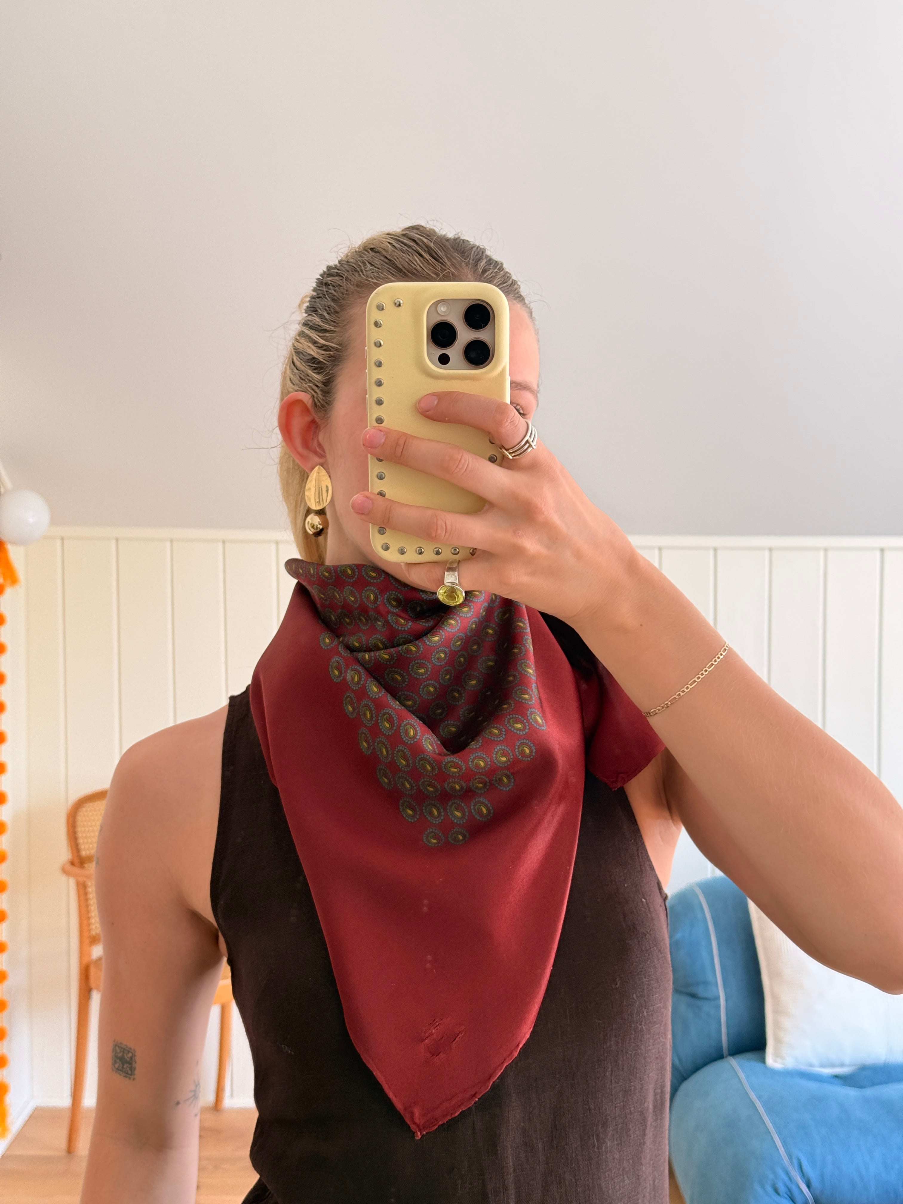 1980's Maroon Paisley Silk Scarf – On Beat Vintage