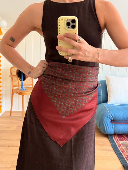 1980's Maroon Paisley Silk Scarf
