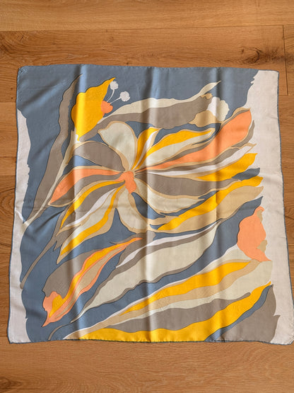 70's Abstract Floral Silk Scarf