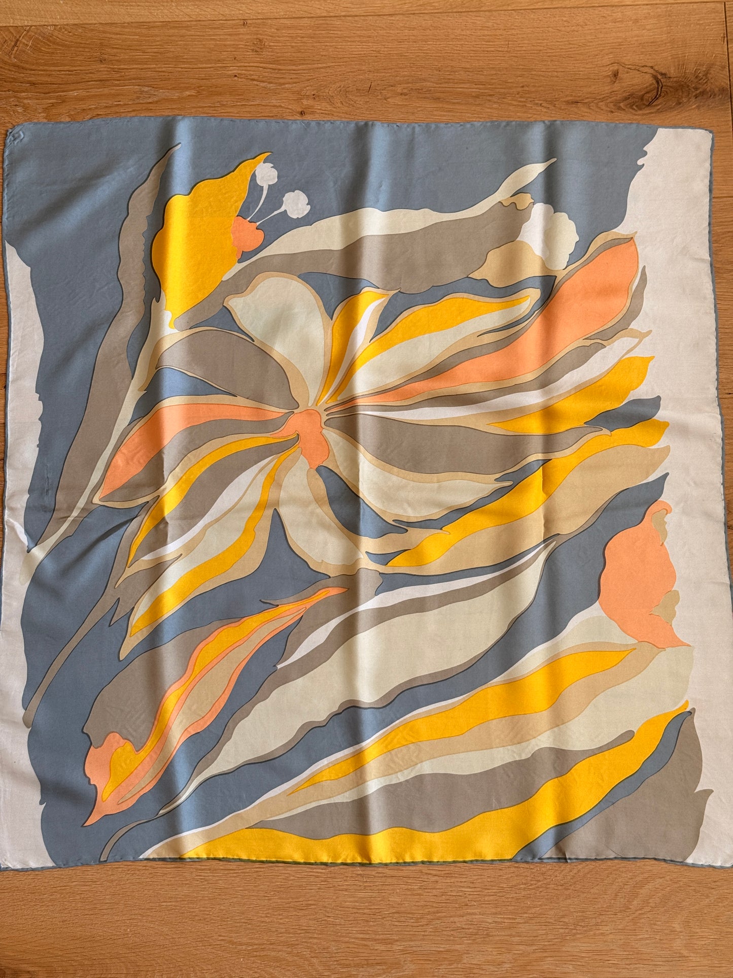 70's Abstract Floral Silk Scarf