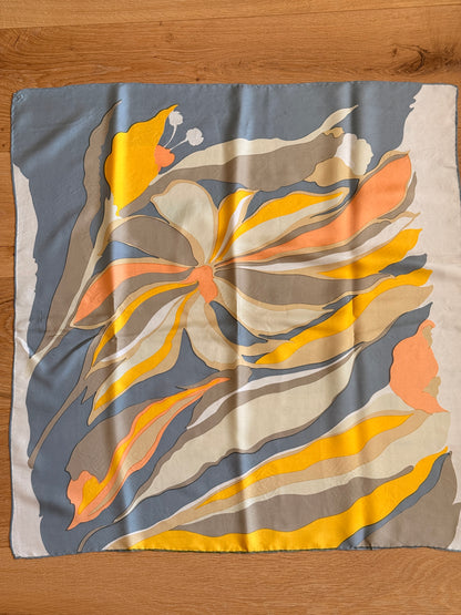 70's Abstract Floral Silk Scarf