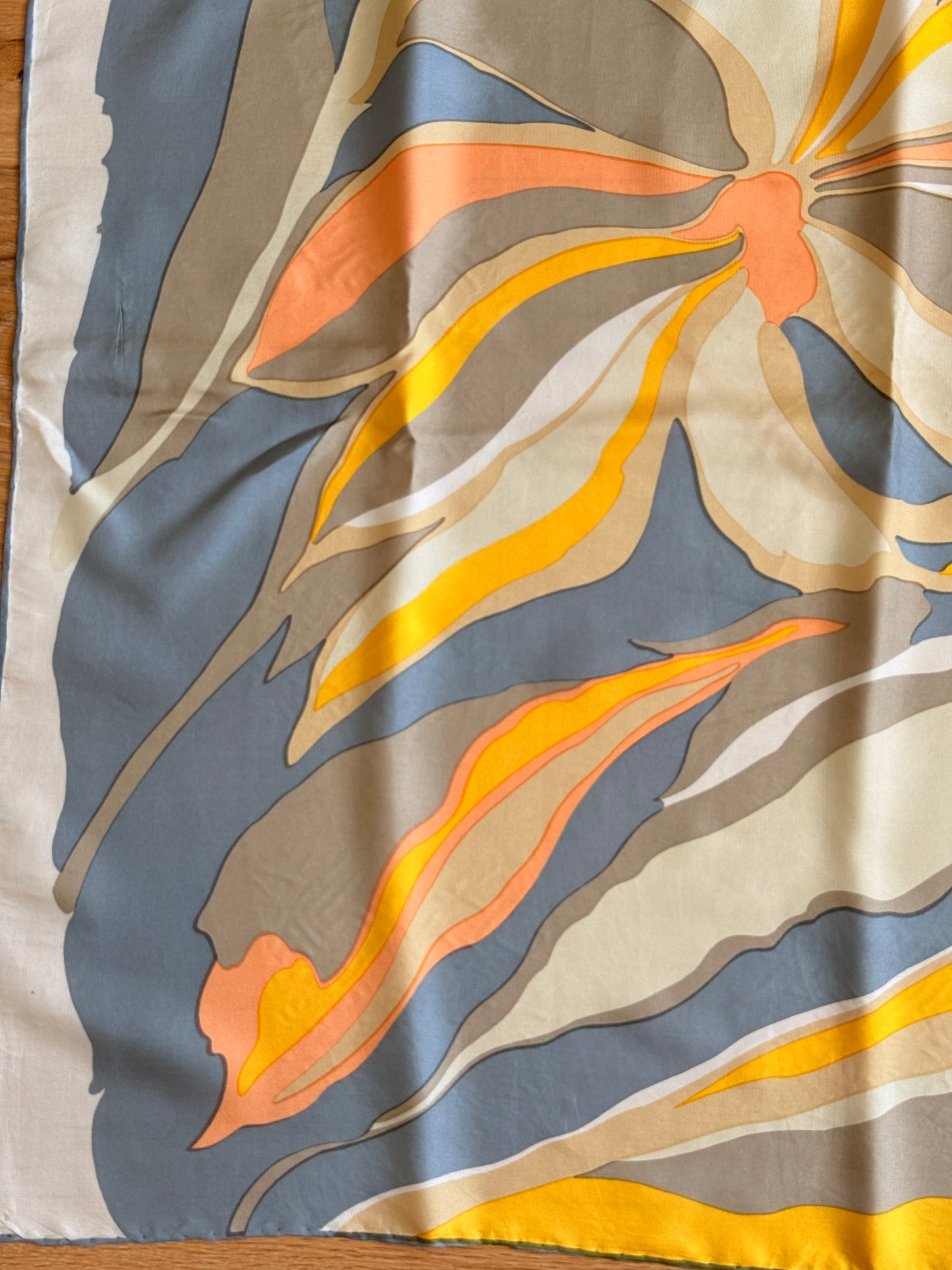 70's Abstract Floral Silk Scarf