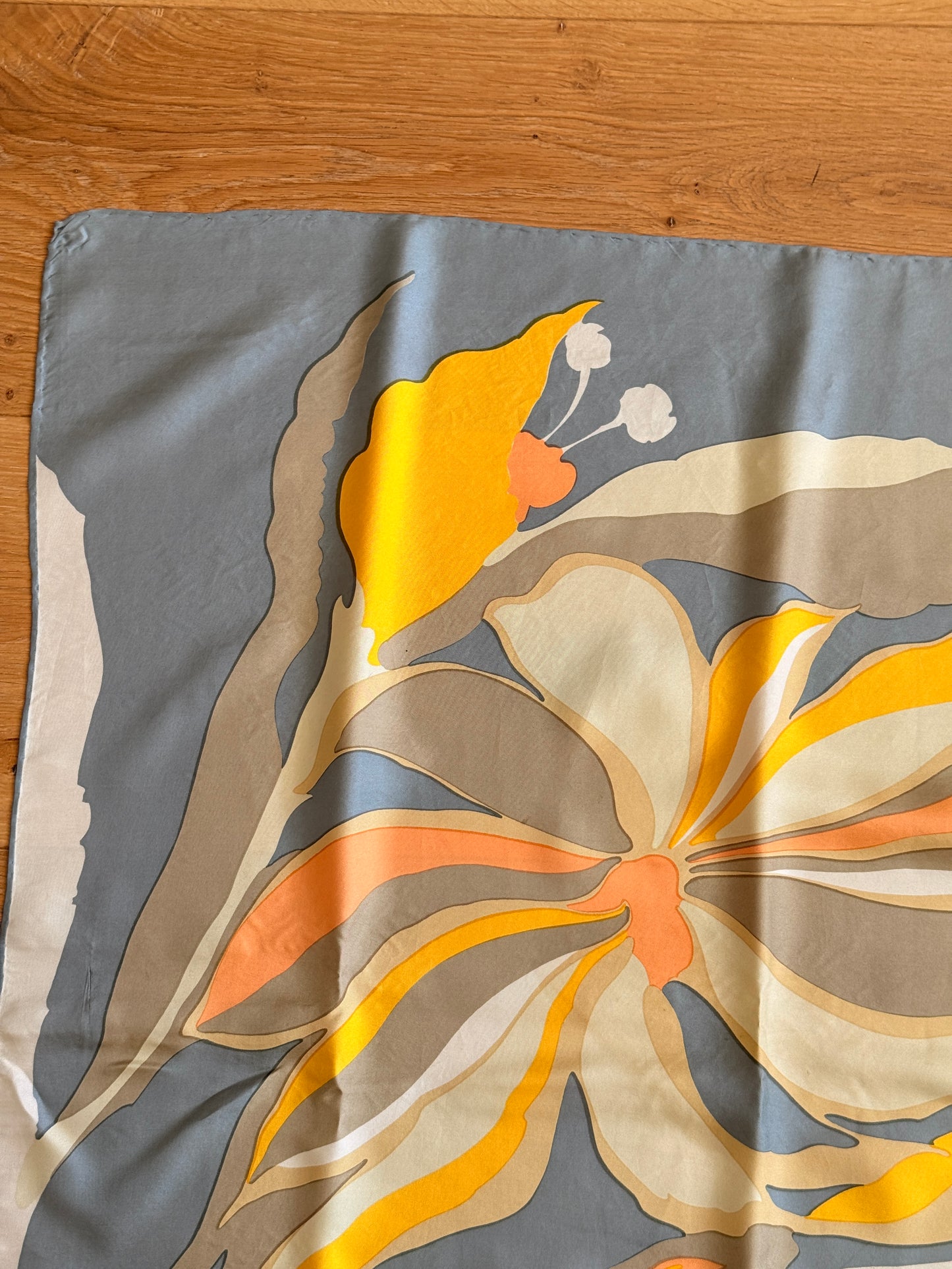 70's Abstract Floral Silk Scarf