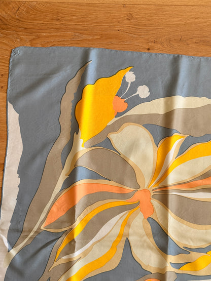 70's Abstract Floral Silk Scarf