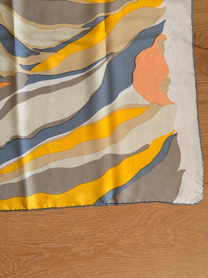 70's Abstract Floral Silk Scarf