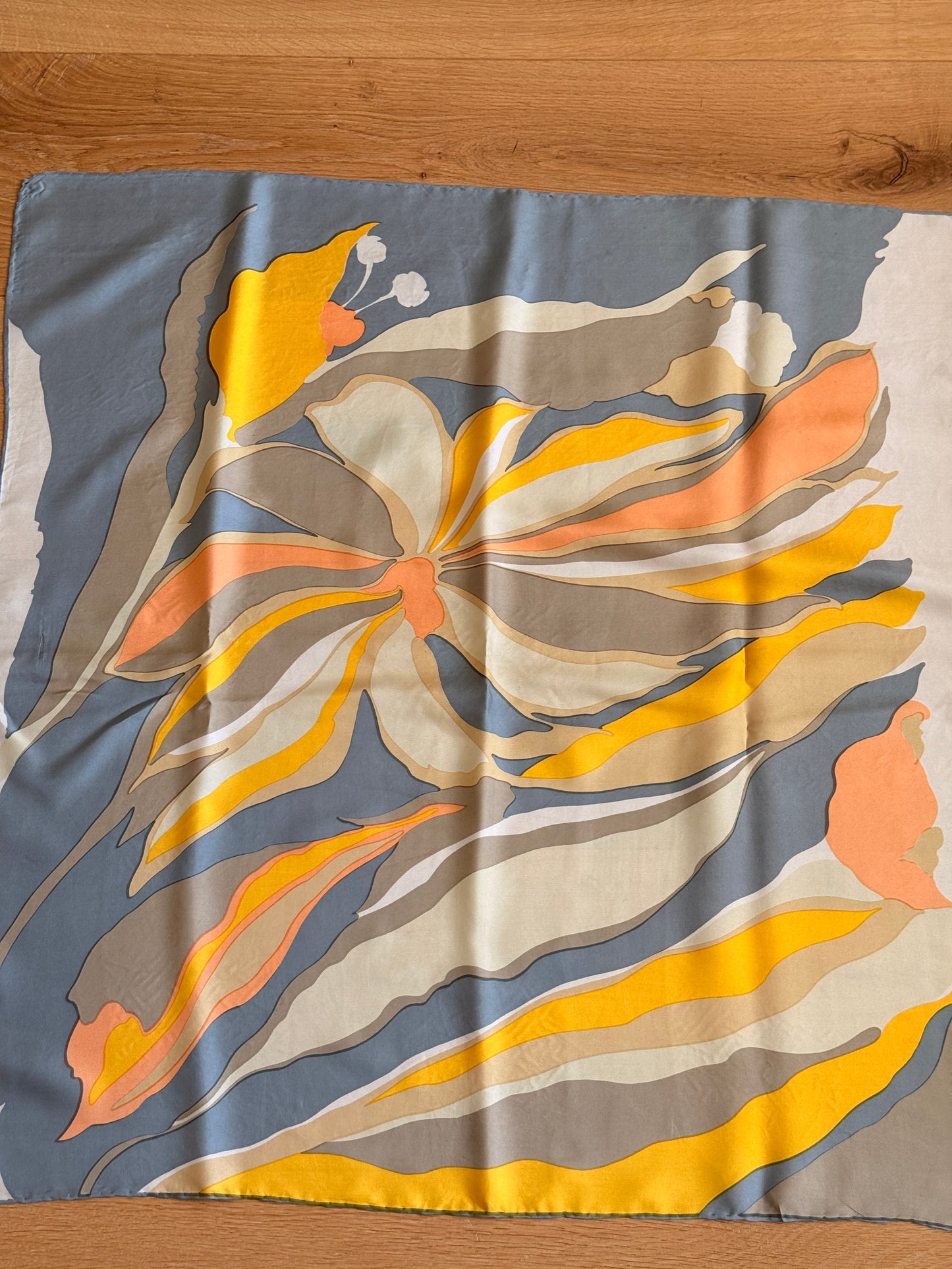 70's Abstract Floral Silk Scarf